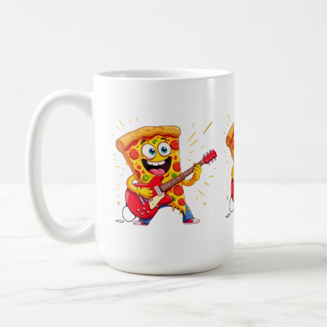Taza De Café **Rock ’n’ Roll Pizza – Funny Guitar-Playing Slice (Izquierda)