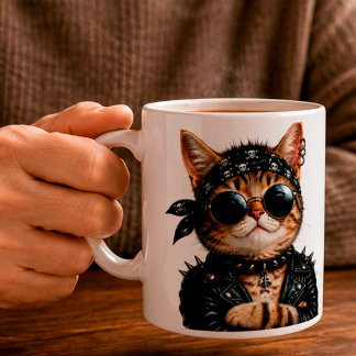 Taza De Café Rock On! – Personalized Rock Cat