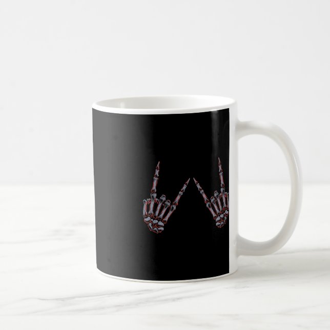 Taza De Café Rock On Rock And Roll Skeleton Hands - Por Concier (Derecha)