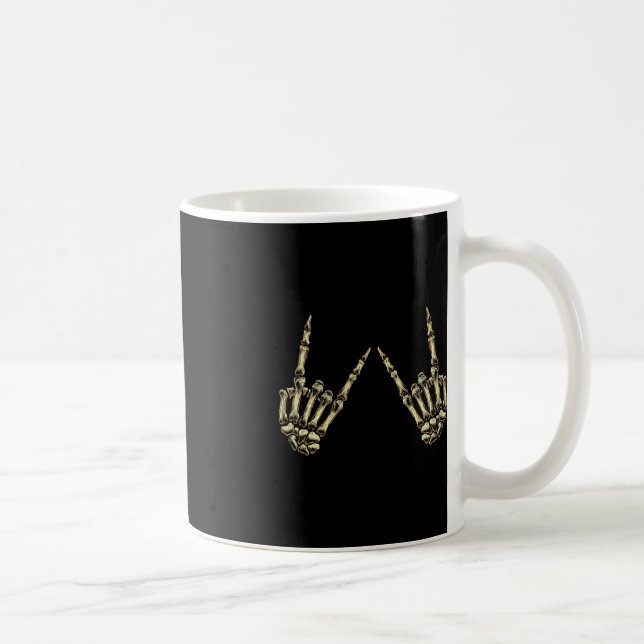 Taza De Café Rock On Rock And Roll Skeleton Hands - Por Concier (Derecha)
