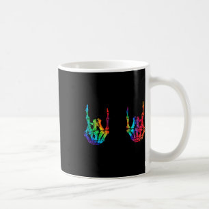 Taza De Café Rock On Rock Star Skeleton Hands Rocker Halloween