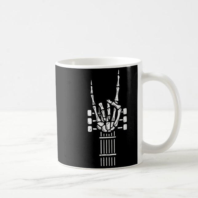 Taza De Café Rock On Skeleton Hand Guitar Guitarist Funny Music (Derecha)