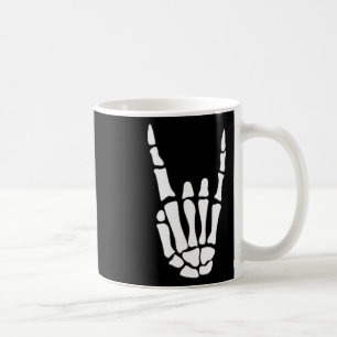 Taza De Café Rock On Skeleton Hand Rótulo - Halloween minimalis