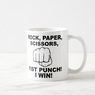 Taza De Café Rock Paper Scissors Fist Punch Funny Mug