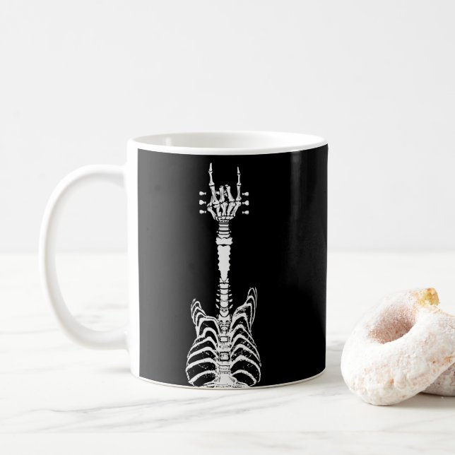 Taza De Café Rock & Roll Skeleton Guitar Music Lover Gift (Con donut)