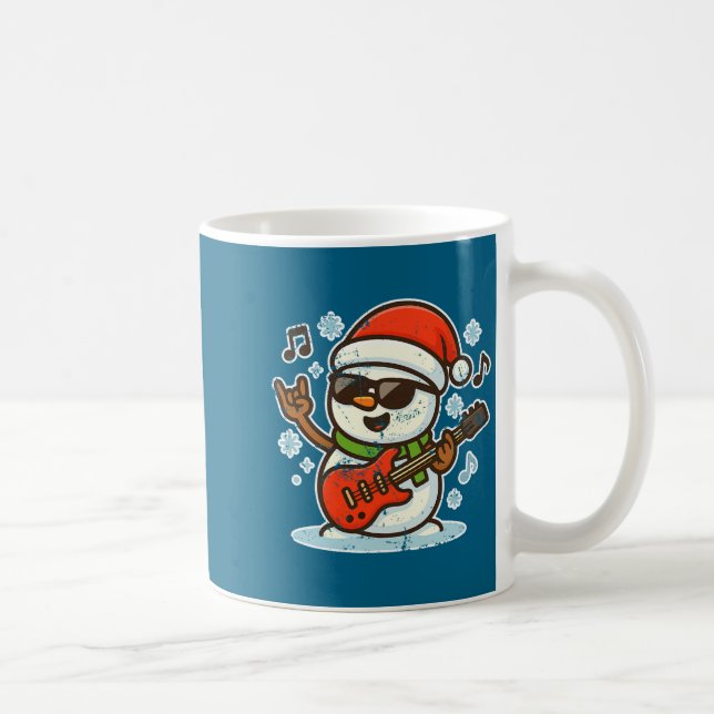 Taza De Café Rock Snowman With Guitar Premium Tri-blend  (Derecha)