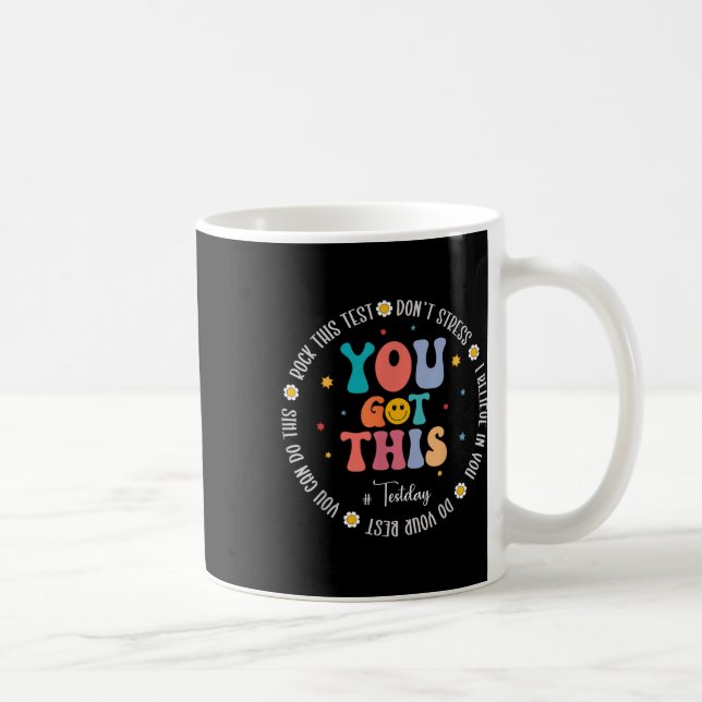 Taza De Café Rock The Test Teacher Testing Day Motivational Tes (Derecha)