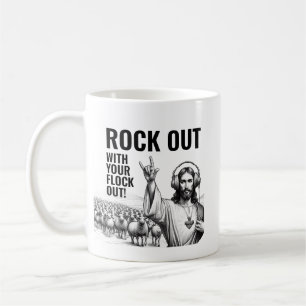 Taza De Café ¡Rockea con tu Rebaño! - Funny Jesus Meme