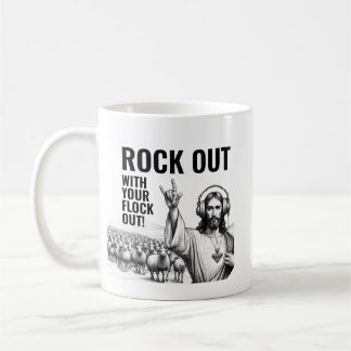Taza De Café ¡Rockea con tu Rebaño! - Funny Jesus Meme