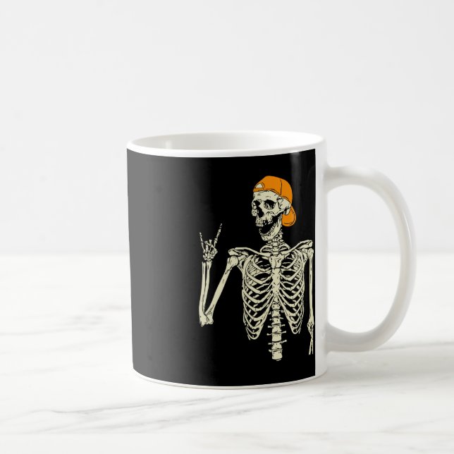 Taza De Café Rocker Skeleton Cap Skater Guay Halloween Punk Roc (Derecha)