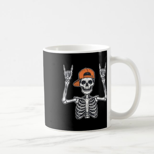 Taza De Café Rocker Skeleton Skater Cap Halloween Rock Men Boys (Derecha)