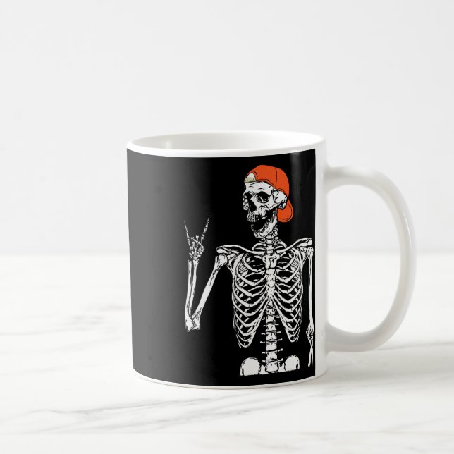 Taza De Café Rockero Skeleton Hand Rock On Costume Fun Hallowee (Derecha)