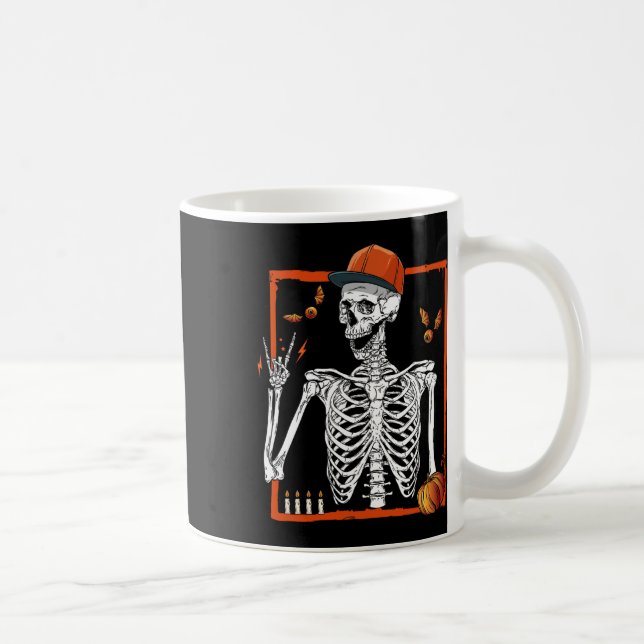 Taza De Café Rockero Skeleton Hand Rock On Costume Fun Hallowee (Derecha)