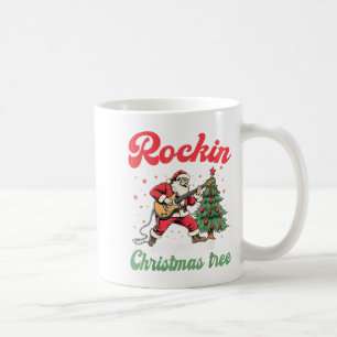 Taza De Café Rockin Alrededor de Christmas Tree Rock Guitar Xma