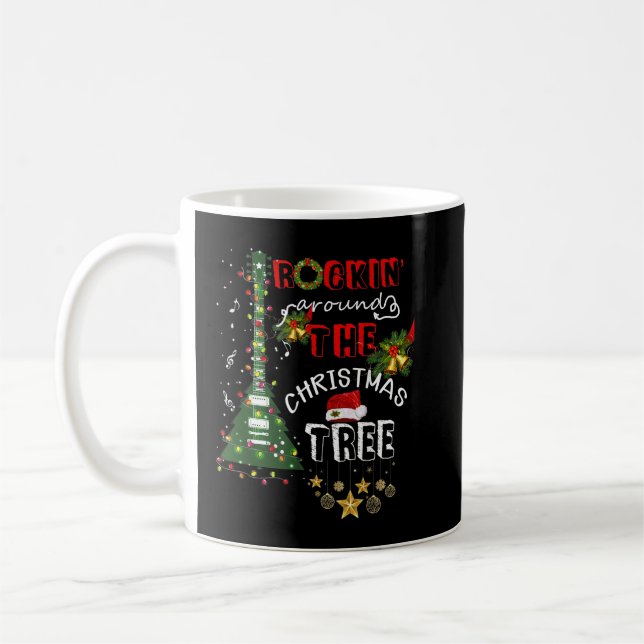 Taza De Café Rockin alrededor de los Navidades Guitar Tree Sant (Izquierda)