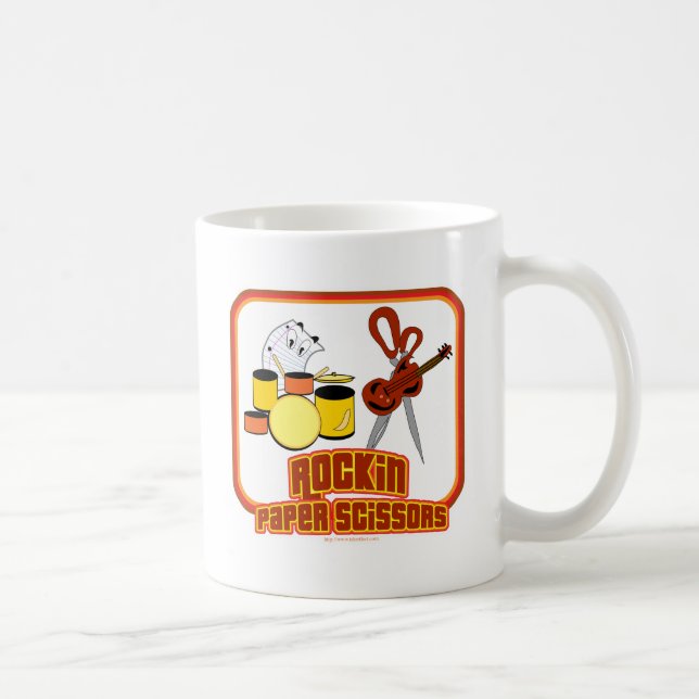 Taza De Café Rockin Paper Scissors Funny Music Band Personaliza (Derecha)