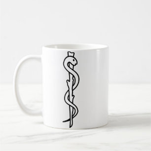 Taza De Café Rod de Asclepius [símbolo médico]