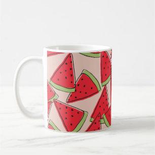Taza De Café rodajas de sandía con fondo rosa sin soldadura