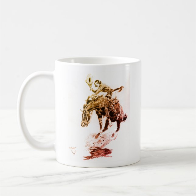 Taza De Café Rodeo Cowgirl (por C.M. Russell) (Izquierda)