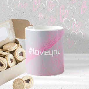 Taza De Café Rodillo de Espuma Moderno Hashtag #tequiero Rosa y