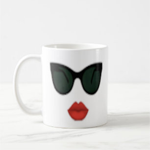 Taza de café roja de Boss del labio de las gafas