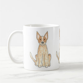 Taza de café roja de Heeler del perro australiano