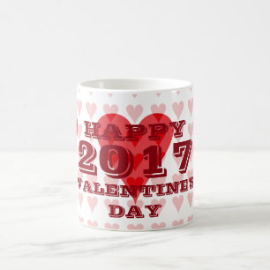 Taza de café roja del corazón de 2017 día de Sa