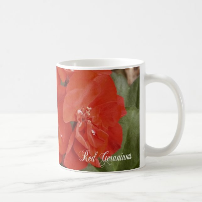 Taza de café roja del geranio (Derecha)