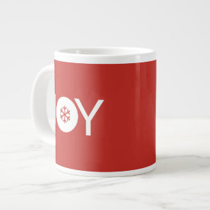 Taza de café roja gigante de alegría de Navidad