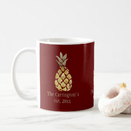 Taza de café roja rústica con nombre personalizado