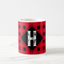 Taza De Café rojizo y negro de chapa de búfalo moderno Monogram