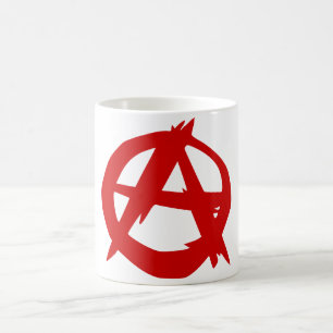 Taza De Café Rojo A del símbolo de la anarquía y círculo sin