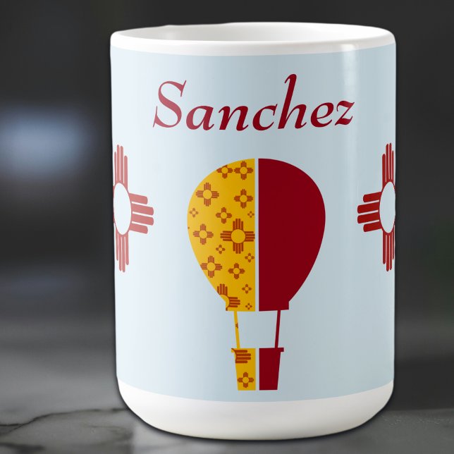 Taza De Café Rojo Amarillo Nuevo México Zia Globo de aire calie (Subido por el creador)