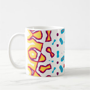 Taza De Café Rojo artístico y patrón angular moderno azul