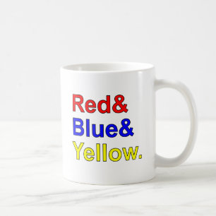 Taza De Café Rojo Azul Amarillo Colores Primarios