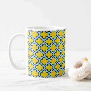 Taza De Café Rojo azul amarillo y bebé, Entramado, Quatrefoil