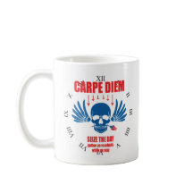 Rojo Azul Vintage Retro Carpe Diem. Aprovechar el