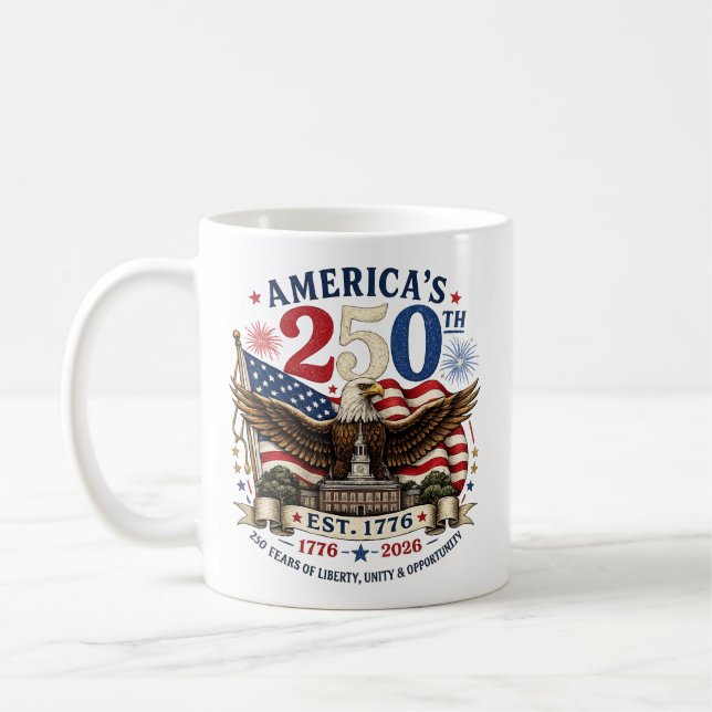 Taza De Café Rojo Blanco Azul Cuatro De Julio (Izquierda)