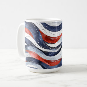 Taza De Café Rojo Blanco Azul Náutico  
