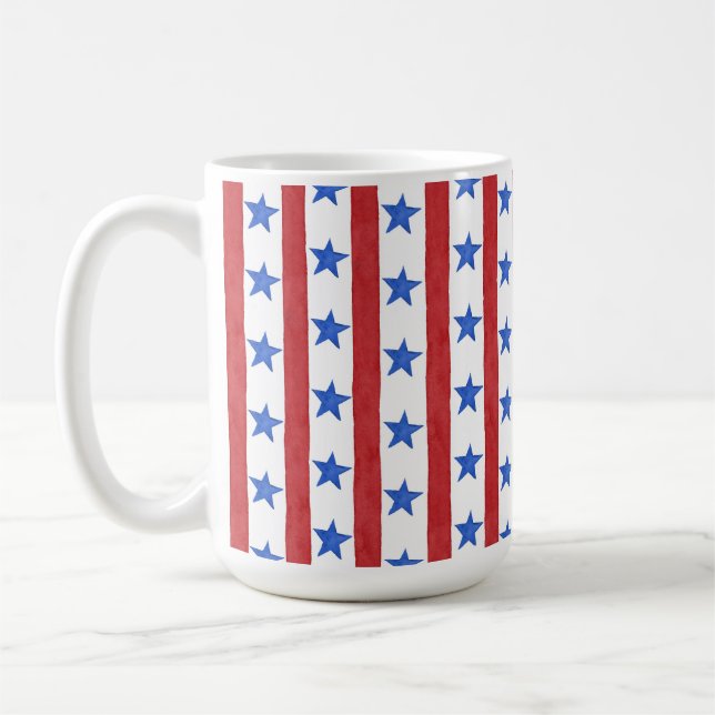 Taza De Café Rojo Blanco & Azul Patriótico (Izquierda)