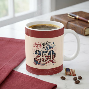 Taza De Café Rojo Blanco Azul Patriótico 4 de Julio 250