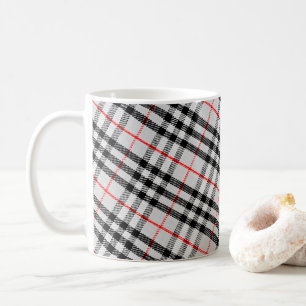 Taza De Café Rojo blanco negro Gingham Tejido clásico de cuad