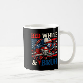 Taza De Café Rojo Blanco Patriótico América Pesca 4º