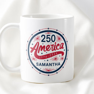 Taza De Café Rojo Blanco y Azul El 250 Aniversario de América