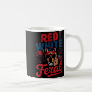 Taza De Café Rojo Blanco Y Feral - Caballo Patriótico USA Meric