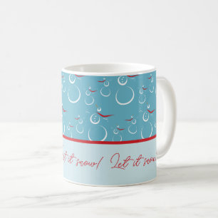Taza De Café Rojo cian deja que nieve cubra el patrón de la fam