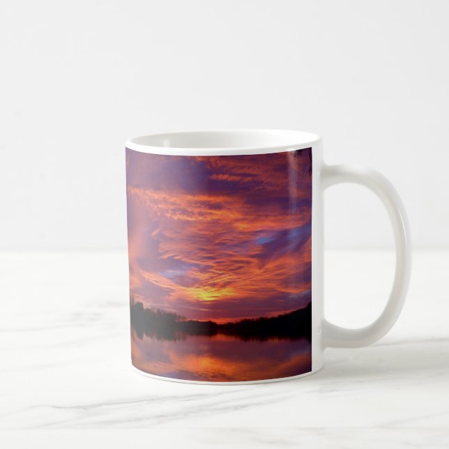 Taza De Café Rojo de la puesta del sol (Derecha)