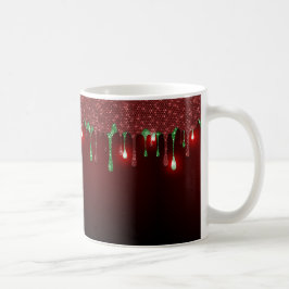 TAZA DE CAFÉ ROJO DE NAVIDAD CON PATRON DE GOTEO ROJO FESTIVO