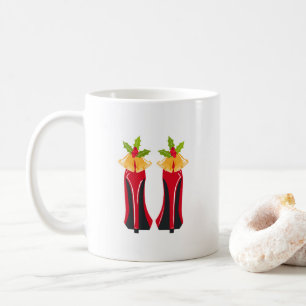 Taza De Café Rojo de tacones altos con campanas de Navidades