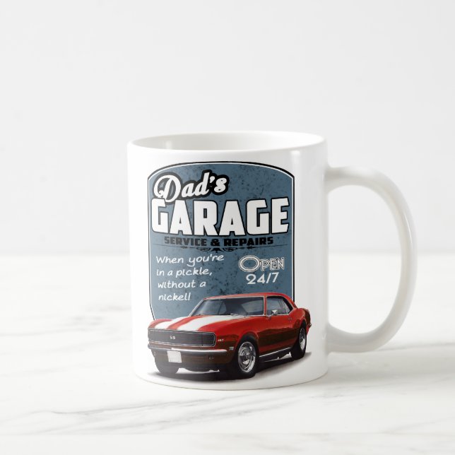 Taza De Café Rojo del garaje del papá Camaro 1968 (Derecha)